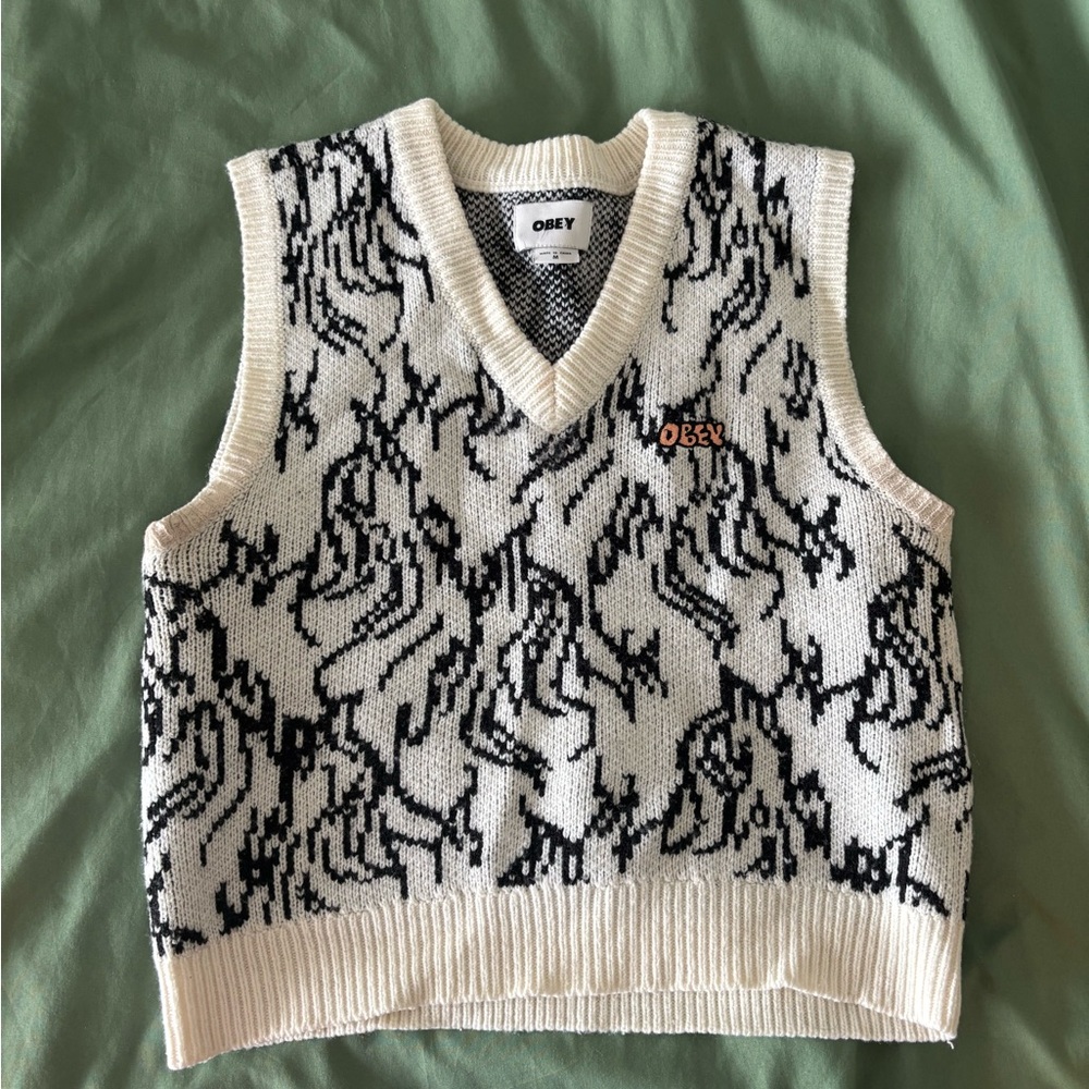 Obey Monochrome Patterned Knit Vest